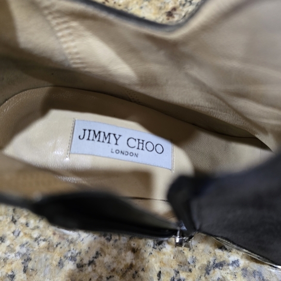 Jimmy Choo Black Gray Brady Ankle Boots Pointy Toe 39 Zippered Booties. - Picture 7 of 9
